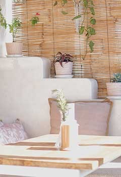 Bamboo Shades, Atherton Living Room