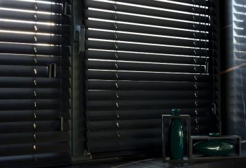 Cordless aluminum mini blinds by Design Your Blind installed on windows, offering a sleek and safe window treatment solution for Redwood City homes.